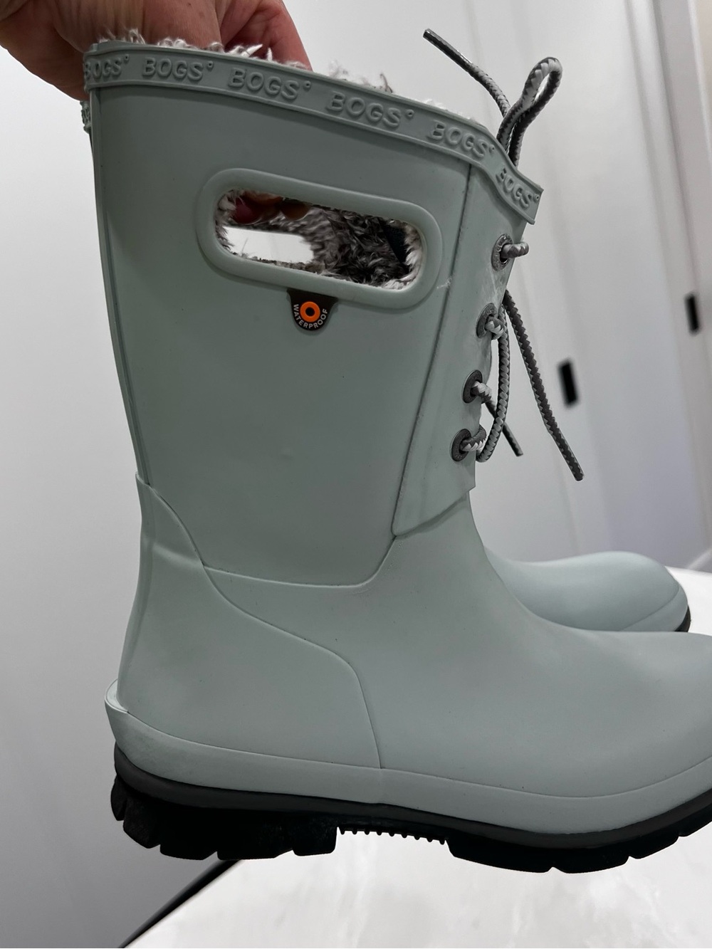 Bogs Amanda II Lace Up Rain Boots Jade Sage Green Lined Waterproof Womens Size 6 - Picture 11 of 16